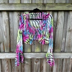 Dolls Kill GENERATION KISS Zebra Rainbow Top Size Medium